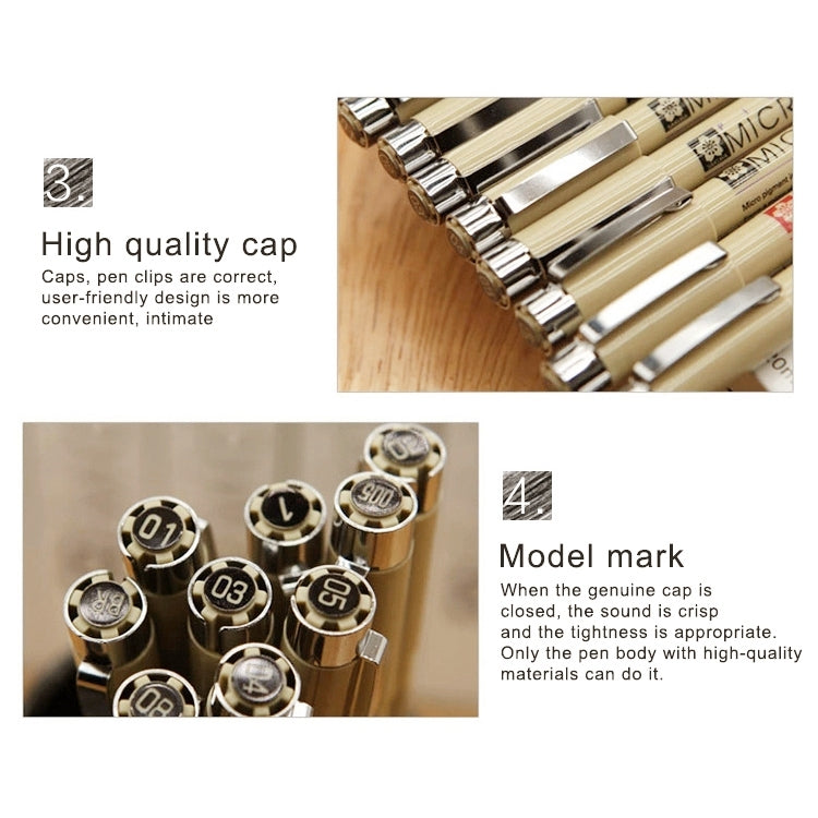 2 PCS Archival Pigment Ink Drawing Fineliner Pens Nib Manga Micron Pen, 0.3mm, 0.35mm, 0.45mm, 0.5mm, 0.25mm