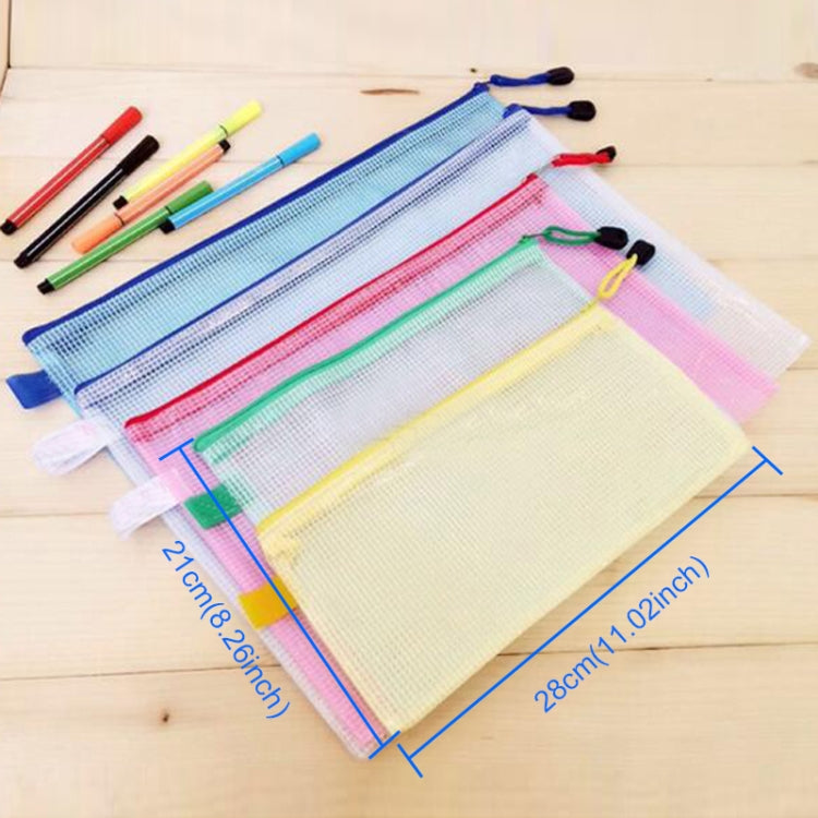 Zipper Plastic Mesh Stationery Bag, Random Color Delivery (B5, Size: 28x21cm), B5, Size: 28x21cm