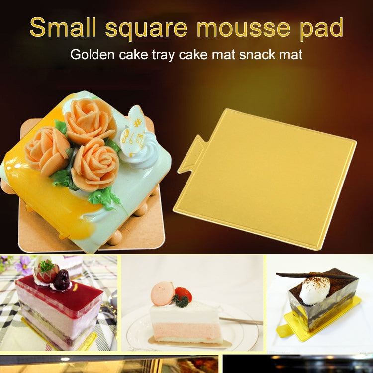 100 / Pack Small Square Cake Cardboard Pad Thick Rigid Golden Cake Mousse Cake Mat, Small Square