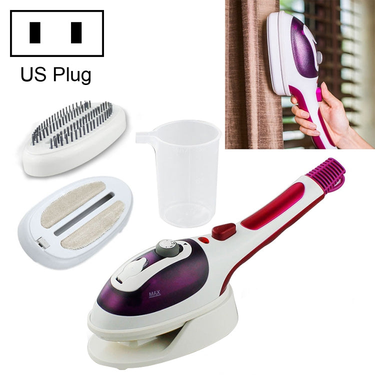 Multifunction Household Handheld Steamer Travel Portable Hand - Held Steam Hanging Hot Machine Ceramic Bottom with Flannelette Brush & Hair Brush & Measuring Cup,US Plug, US Plug Purple