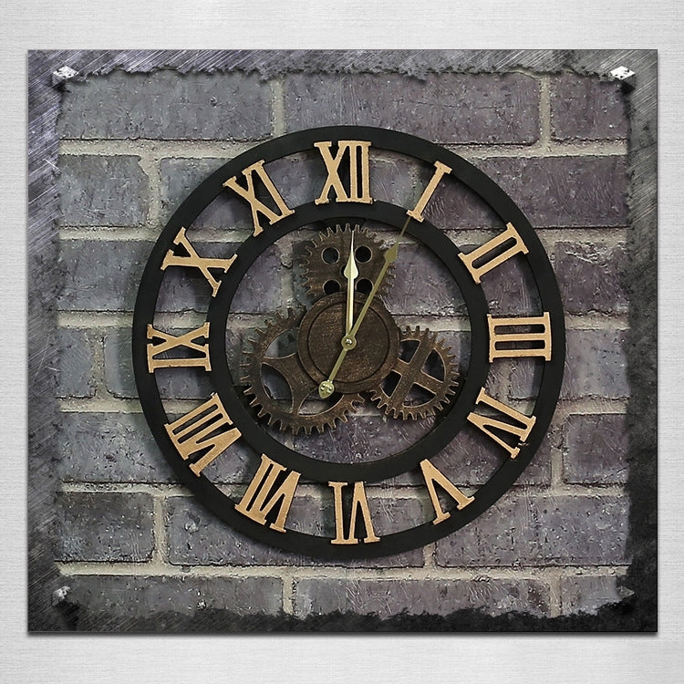 Originality American Industrial Style Wood Vintage Old Gear Wall Clock, Diameter: 50cm, Rome Number  50cm, Rome Number 50cm