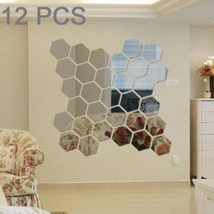 12 PCS 3D Hexagonal Mirror Wall Stickers Set, Size: 10*10cm, Size: 10*10cm (Black), Size: 10*10cm (Gold), Size: 10*10cm (Red), Size: 10*10cm (Silver)
