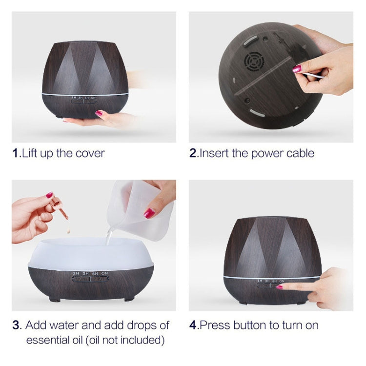 Peach Shape Wood Grain Remote Control Ultrasonic Humidifier Aromatherapy Machine Automatic Alcohol Sprayer with LED Lights, Capacity: 400mL, UK Plug (Dark Wood Color), Peach Shape Dark Wood Color, Peach Shape Light Wood Color, Diamond Dark Wood Color...