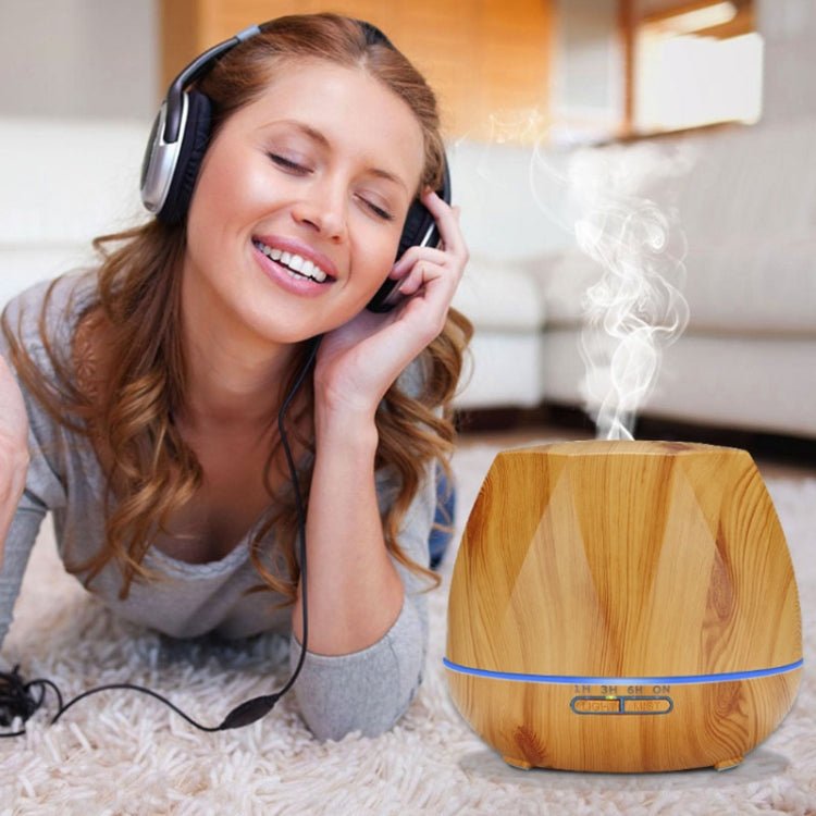 Peach Shape Wood Grain Remote Control Ultrasonic Humidifier Aromatherapy Machine Automatic Alcohol Sprayer with LED Lights, Capacity: 400mL, UK Plug (Dark Wood Color), Peach Shape Dark Wood Color, Peach Shape Light Wood Color, Diamond Dark Wood Color...