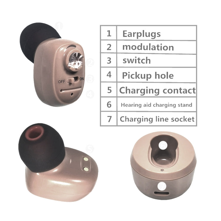 KAIXINWEI VHP-601 DC3.7V In-ear Bluetooth Hearing Aid Sound Amplifier