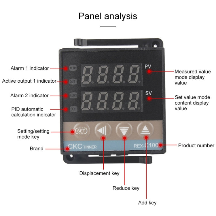REX-C100 Thermostat + Thermocouple + SSR-40 DA Solid State Module Intelligent Temperature Control Kit, 40DA