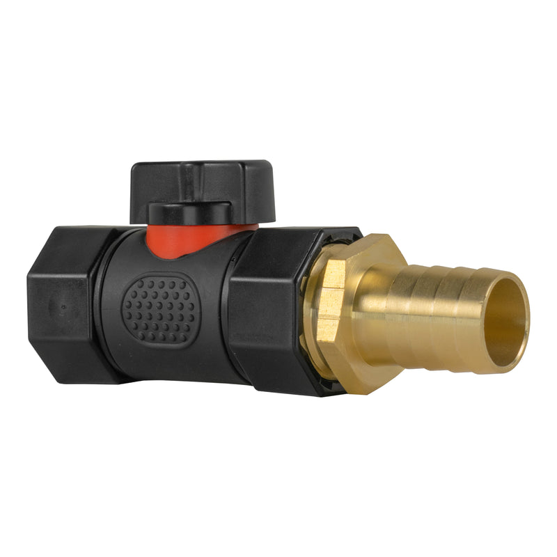 19mm Brass Barb with In-Line BSPF Threaded Valve