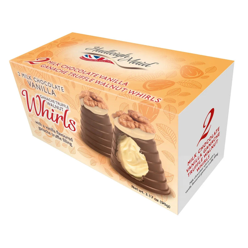 Milk chocolate vanilla ganache walnut whirls twin pack