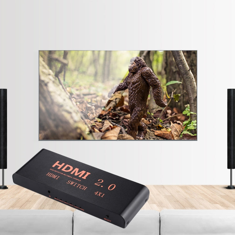 4X1 4K/60Hz HDMI 2.0 Switch with Remote Control, EU Plug, 4X1