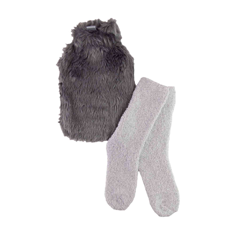 Plush Cuddly Hot Water Bottle & Fluffy Socks Gift Set