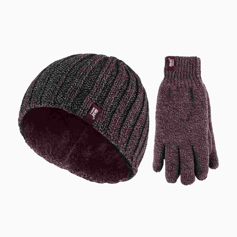 Mens Fleece Lined Thermal Hat & Glove Set for Winter
