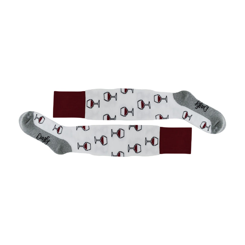 1 Pack Adults & Kids Knee High Fun Patterned Hockey Socks - Red / White Wine