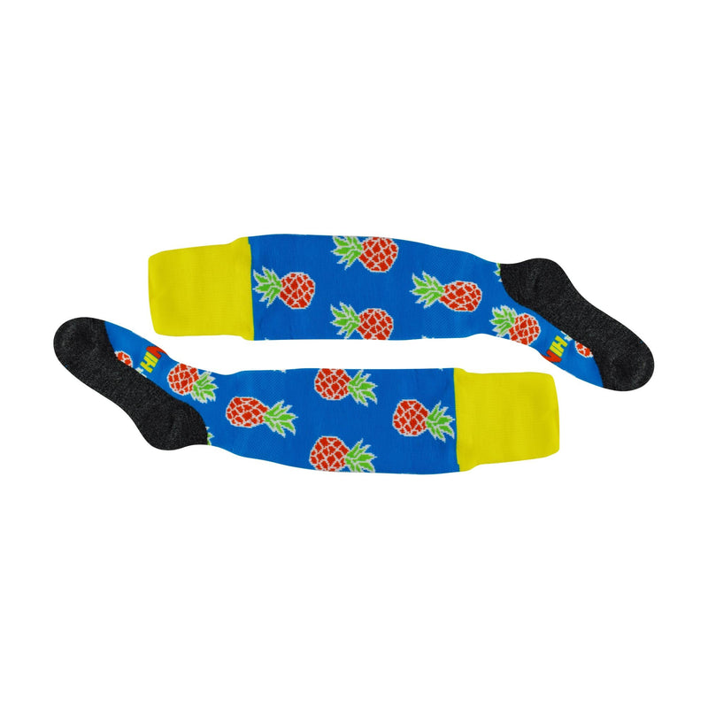 1 Pack Adults & Kids Knee High Fun Patterned Hockey Socks - Blue Pineapples