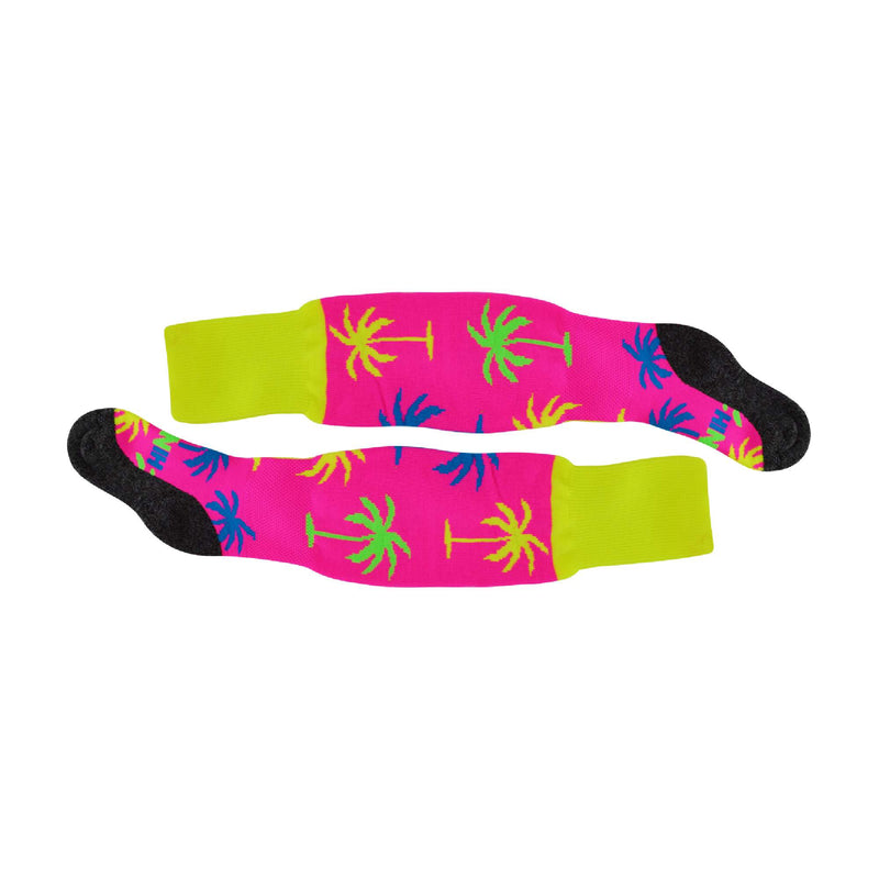 1 Pack Adults & Kids Knee High Fun Patterned Hockey Socks - Pink Palm Tree