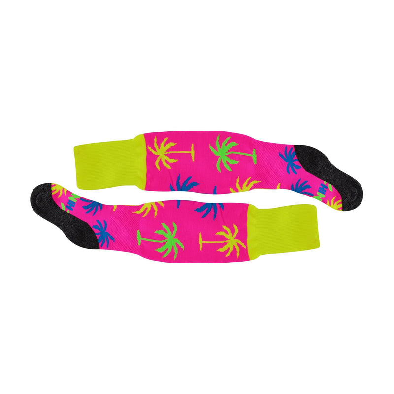 1 Pack Adults & Kids Knee High Fun Patterned Hockey Socks - Pink Palm Tree