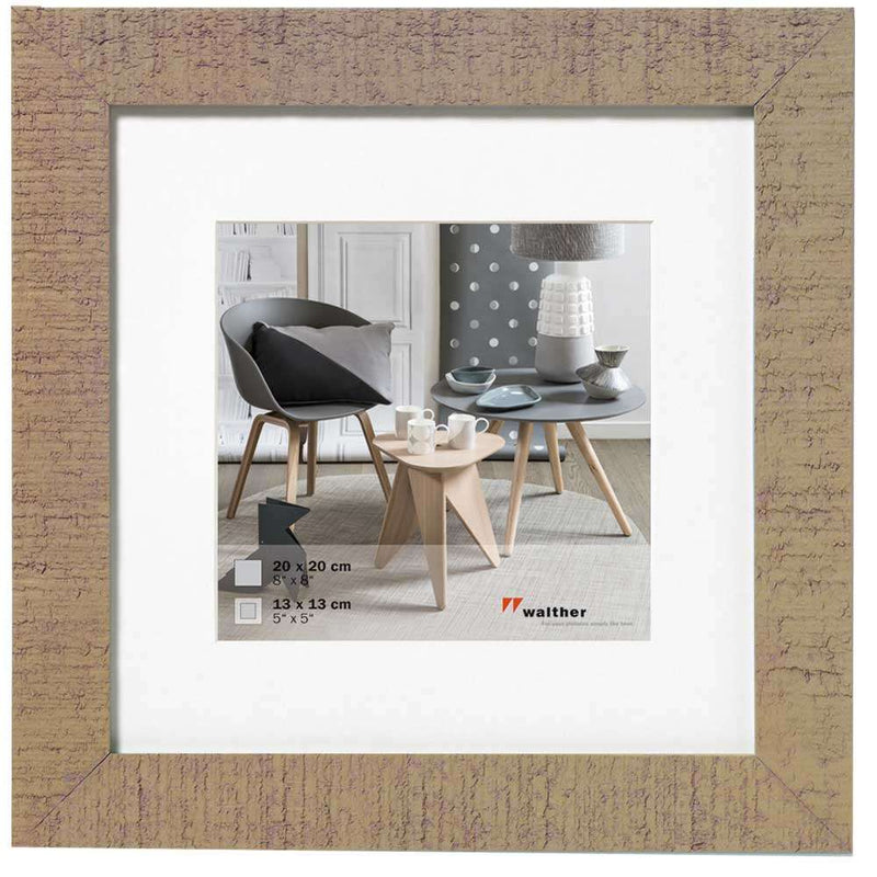 Walther Home Beige Brown Wooden Picture Frame – 8×8 inch (6x6 Mount Insert)