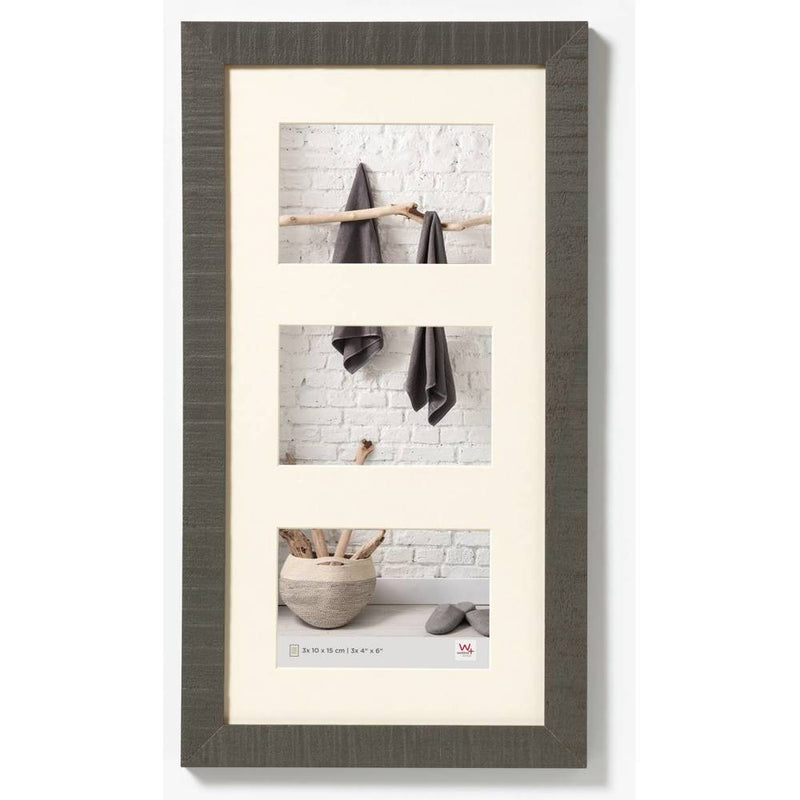 Walther Home Wooden Picture Frame - 20x10 inch - (Insert for 3x 7x5 inch) Grey