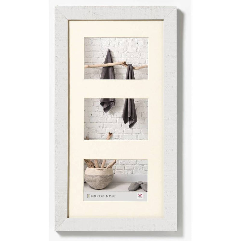 Triple 7x5 inch White Walther Home Wooden Picture Frame - 20x10 inch