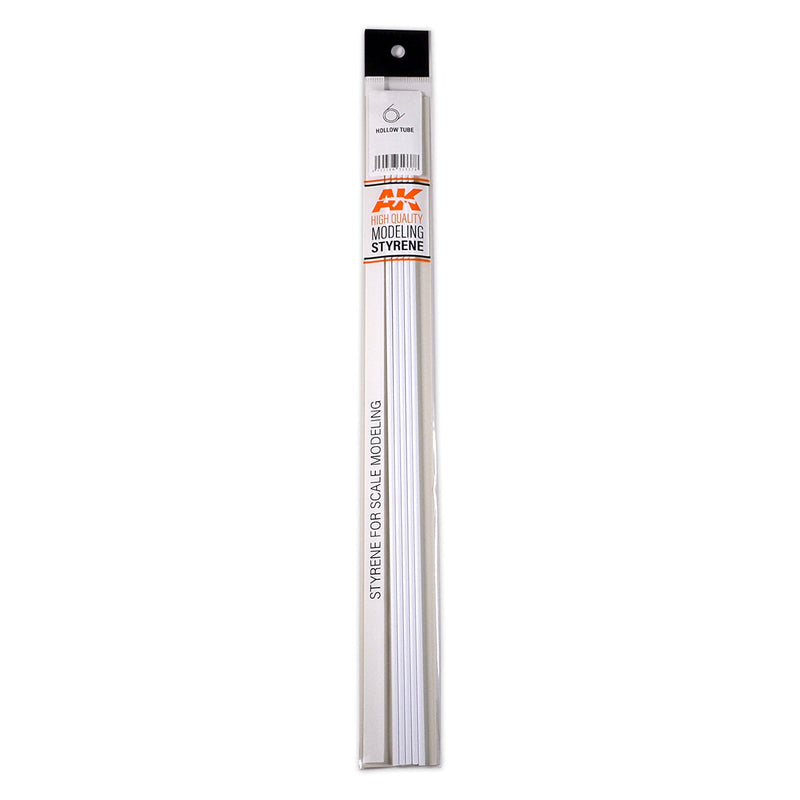 AK Interactive - Hollow Tube 4mm Diameter x 350mm -Styrene Strip