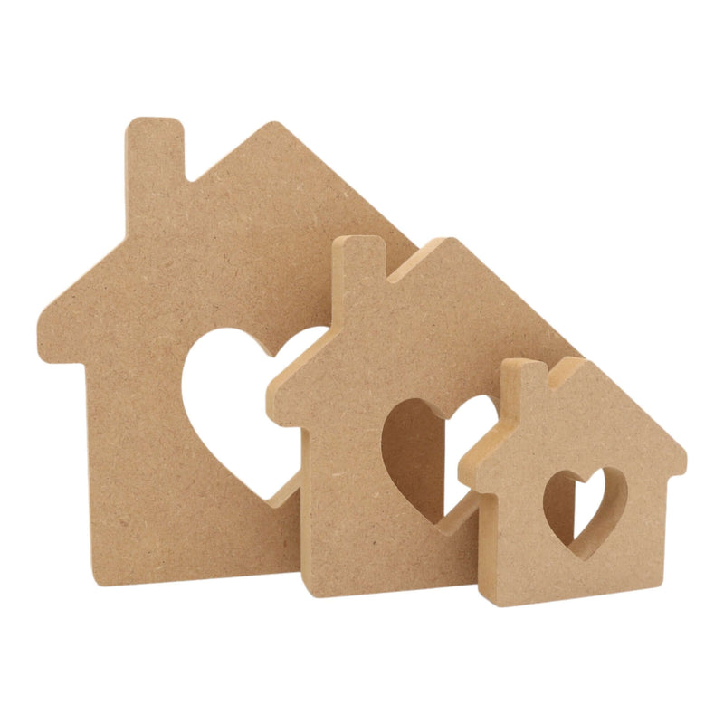 MDF Freestanding House with Heart Cutout Shape