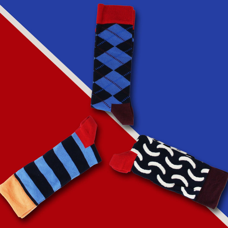 Pack of 3 Classic Argyle Patterned Mens Dress Socks | Colorful Argyle Socks