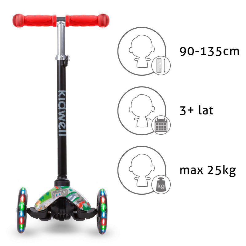 Kidwell UNO Blue & City 3-Wheel Balance Scooter with LED Light-Up Wheels – Kids Ages 3+
