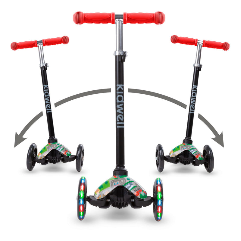 Kidwell UNO Blue & City 3-Wheel Balance Scooter with LED Light-Up Wheels – Kids Ages 3+