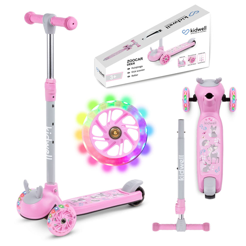 Kidwell ZOOCAR Deer 3-Wheel Balance Scooter with LED Light-Up Wheels – Kids Ages 3+