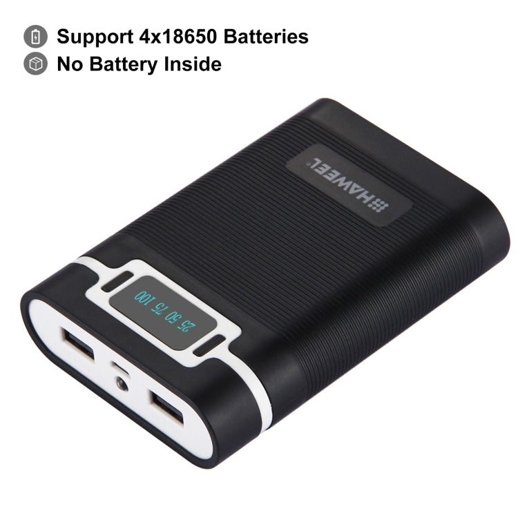 HAWEEL DIY 4 x 18650 Battery (Not Included) 10000mAh Power Bank Shell Box with 2 x USB Output & Display for iPhone, Galaxy, Sony, HTC, Google, Huawei, Xiaomi, Lenovo and other Smartphones, DIY 4 x 18650 10000mAh  Battery (US)...