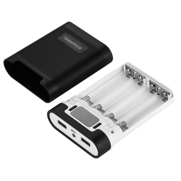 HAWEEL DIY 4 x 18650 Battery (Not Included) 10000mAh Power Bank Shell Box with 2 x USB Output & Display for iPhone, Galaxy, Sony, HTC, Google, Huawei, Xiaomi, Lenovo and other Smartphones, DIY 4 x 18650 10000mAh  Battery (US)...