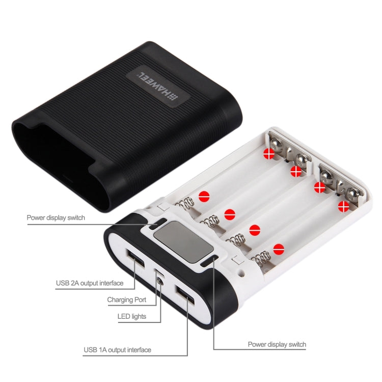 HAWEEL DIY 4 x 18650 Battery (Not Included) 10000mAh Power Bank Shell Box with 2 x USB Output & Display for iPhone, Galaxy, Sony, HTC, Google, Huawei, Xiaomi, Lenovo and other Smartphones, DIY 4 x 18650 10000mAh  Battery (US)...