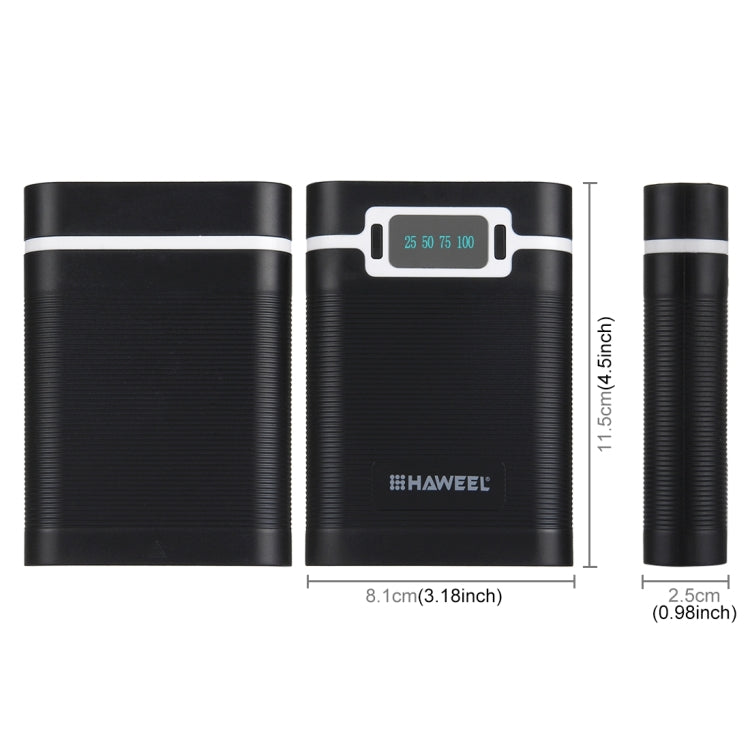 HAWEEL DIY 4 x 18650 Battery (Not Included) 10000mAh Power Bank Shell Box with 2 x USB Output & Display for iPhone, Galaxy, Sony, HTC, Google, Huawei, Xiaomi, Lenovo and other Smartphones, DIY 4 x 18650 10000mAh  Battery (US)...