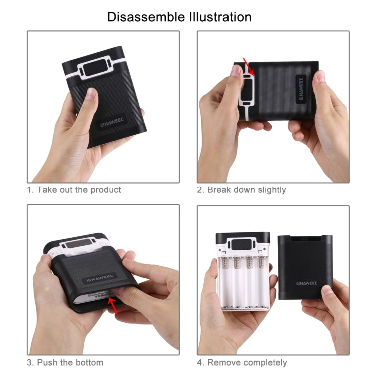 HAWEEL DIY 4 x 18650 Battery (Not Included) 10000mAh Power Bank Shell Box with 2 x USB Output & Display for iPhone, Galaxy, Sony, HTC, Google, Huawei, Xiaomi, Lenovo and other Smartphones, DIY 4 x 18650 10000mAh  Battery (US)...