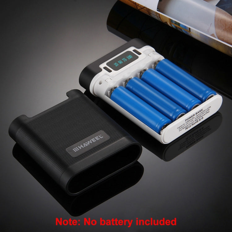 HAWEEL DIY 4 x 18650 Battery (Not Included) 10000mAh Power Bank Shell Box with 2 x USB Output & Display for iPhone, Galaxy, Sony, HTC, Google, Huawei, Xiaomi, Lenovo and other Smartphones, DIY 4 x 18650 10000mAh  Battery (US)...
