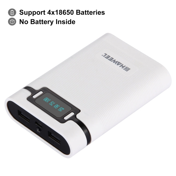 HAWEEL DIY 4 x 18650 Battery (Not Included) 10000mAh Power Bank Shell Box with 2 x USB Output & Display for iPhone, Galaxy, Sony, HTC, Google, Huawei, Xiaomi, Lenovo and other Smartphones, DIY 4 x 18650 10000mAh  Battery (US)...