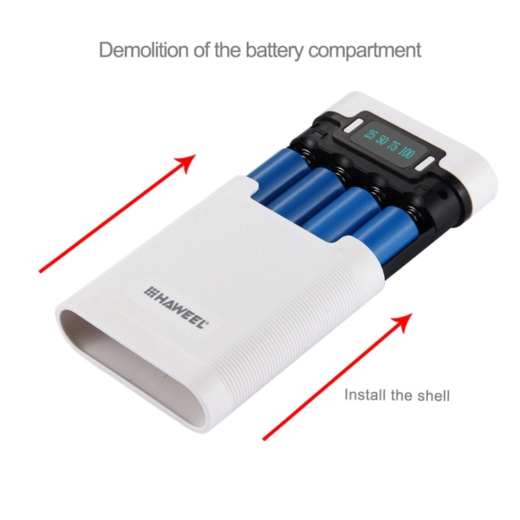 HAWEEL DIY 4 x 18650 Battery (Not Included) 10000mAh Power Bank Shell Box with 2 x USB Output & Display for iPhone, Galaxy, Sony, HTC, Google, Huawei, Xiaomi, Lenovo and other Smartphones, DIY 4 x 18650 10000mAh  Battery (US)...