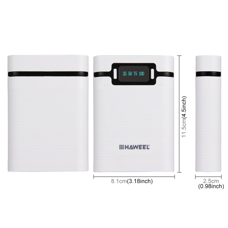 HAWEEL DIY 4 x 18650 Battery (Not Included) 10000mAh Power Bank Shell Box with 2 x USB Output & Display for iPhone, Galaxy, Sony, HTC, Google, Huawei, Xiaomi, Lenovo and other Smartphones, DIY 4 x 18650 10000mAh  Battery (US)...