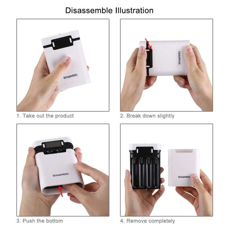 HAWEEL DIY 4 x 18650 Battery (Not Included) 10000mAh Power Bank Shell Box with 2 x USB Output & Display for iPhone, Galaxy, Sony, HTC, Google, Huawei, Xiaomi, Lenovo and other Smartphones, DIY 4 x 18650 10000mAh  Battery (US)...