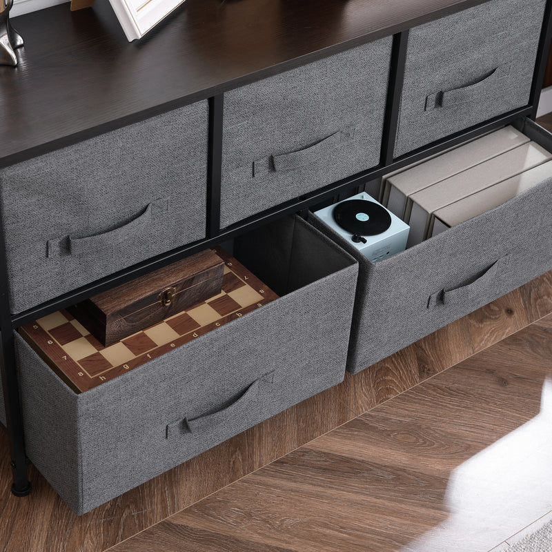 HOMCOM Chest of Drawers, 5 Drawer Fabric Dresser for Bedroom, Dark Grey