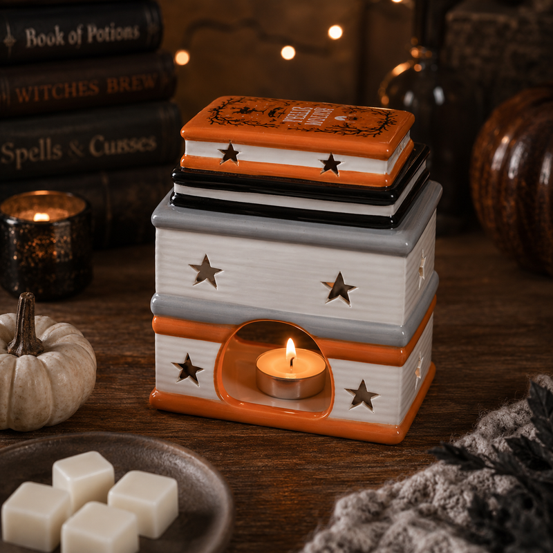 Haunted Library Book Stack Oil and Wax Burner