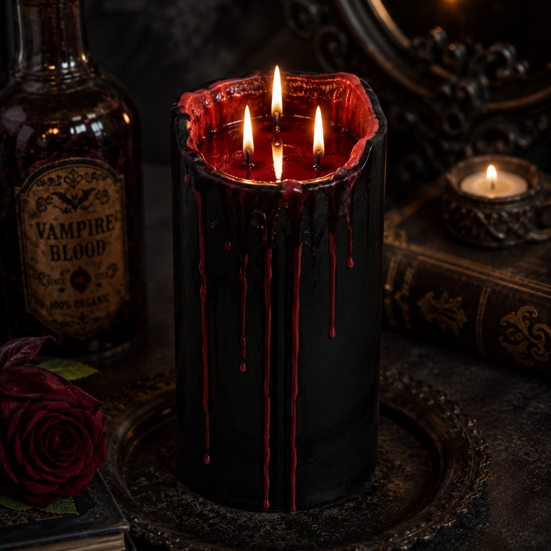 Large Vampire Blood Effect Pillar Candle