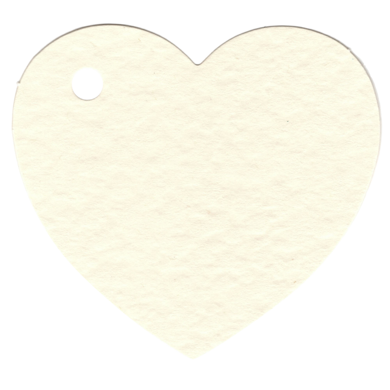 100 Heart Shaped Gift Tags with White Satin Ribbon -  21 Colours, Birthday Xmas