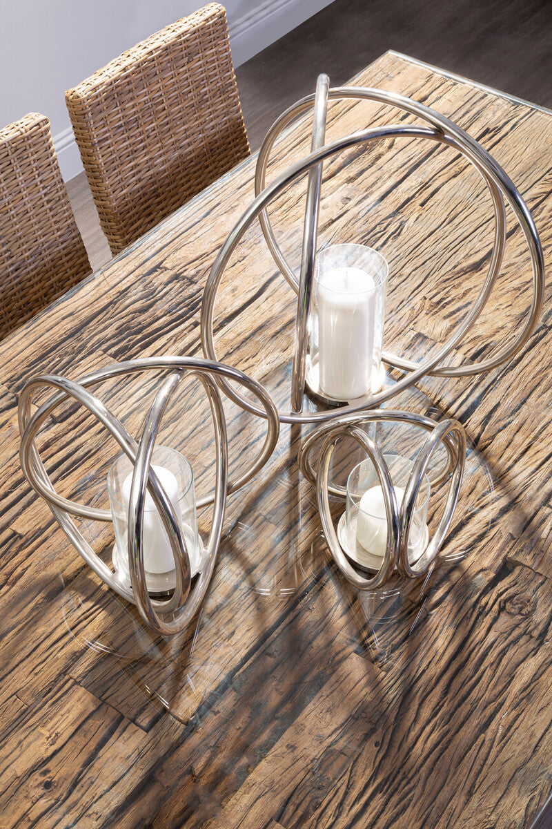 Large Silver Finish Candle Holder | Aura