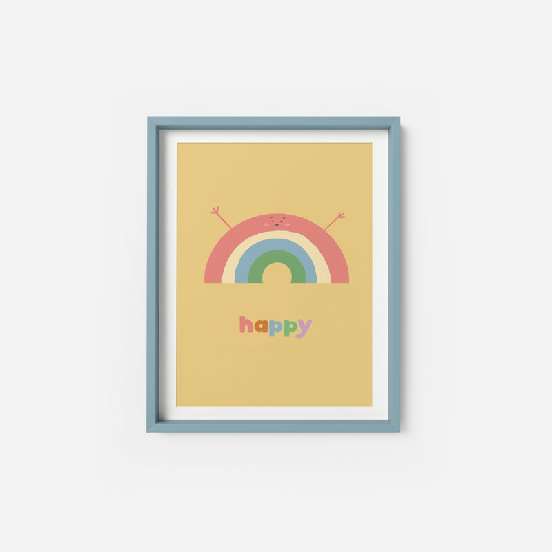 Playful Rainbow Nursery Wall Art Print – Colourful Kids Decor UK