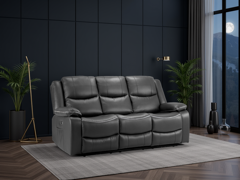 Harald Electric Recliner Sofa  Grey 3 Seater – Ultimate Comfort & Style