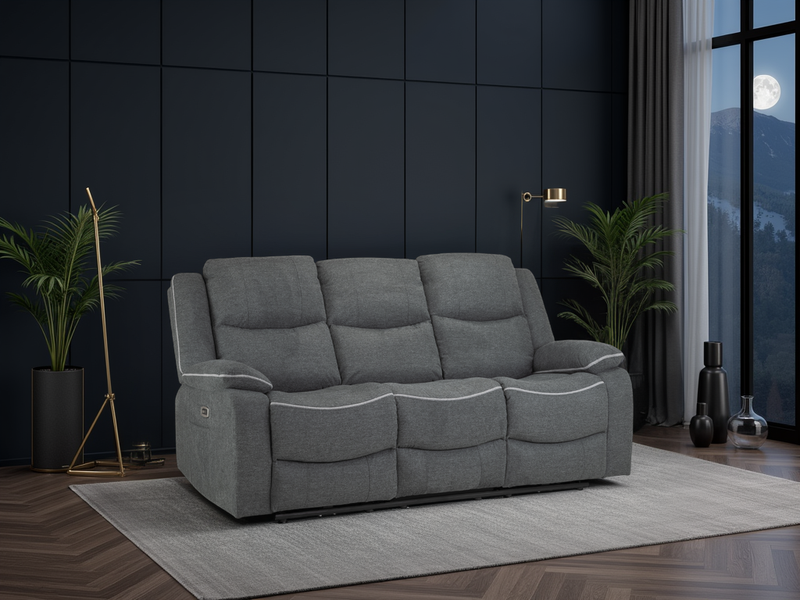 Harald Electric Recliner Sofa  Grey 3 Seater – Ultimate Comfort & Style