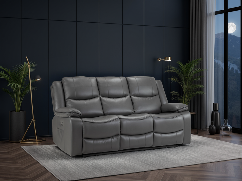 Harald Electric Recliner Sofa  Grey 3 Seater – Ultimate Comfort & Style