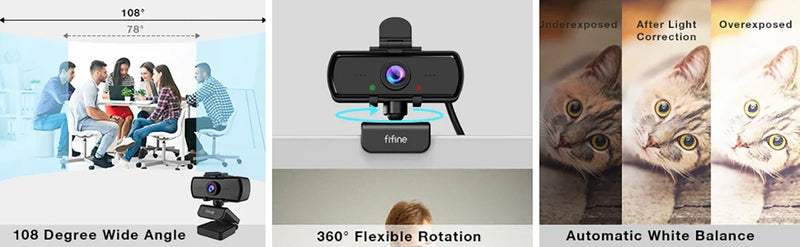 FIFINE 1440p Full HD PC Webcam with Microphone, tripod, for USB Desktop & Laptop,Live Streaming Webcam for Video Calling-K420