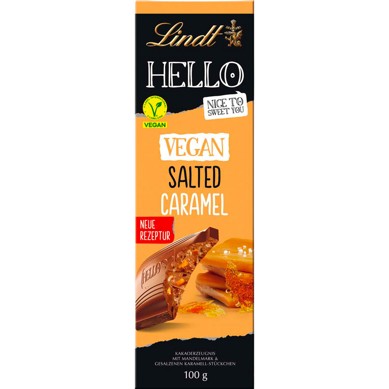 Lindt Hello VEGAN Salted Caramel Milk Chocolate Bar | 100g