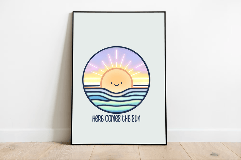 Here Comes the Sun Art Print – Cute Minimalist Wall Decor